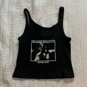 Brandy Melville Black Graphic Crop Top